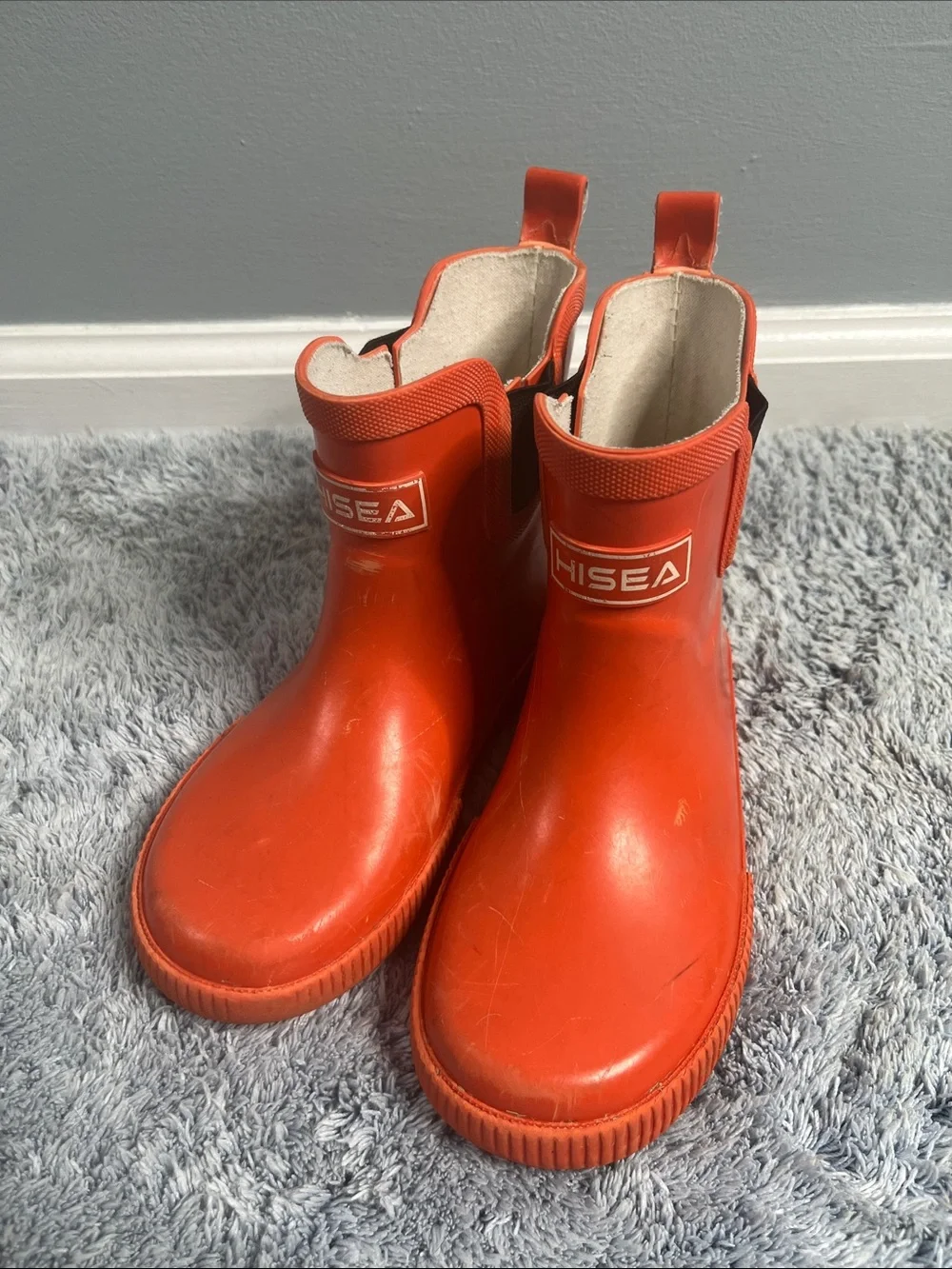 HISEA Kids Orange Short Rain Boots Unisex Size 12